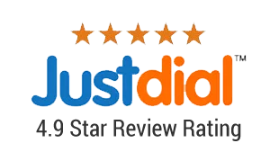 JustDial 4.9 star review rating logo
